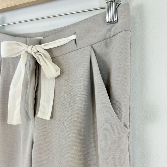 Aritzia Wilfred Pants Womens 00 Gray Allant Cropped Ribbon Waist Tie Crepe Capri - Picture 10 of 16